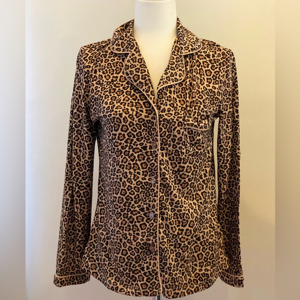 Jones New York S Button Down Animal Print‎ Sleep Shirt